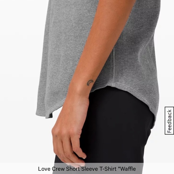 Lululemon S Top Grey crew neck Short sleeve waffle round hemline Excellent Condi - Picture 9 of 11
